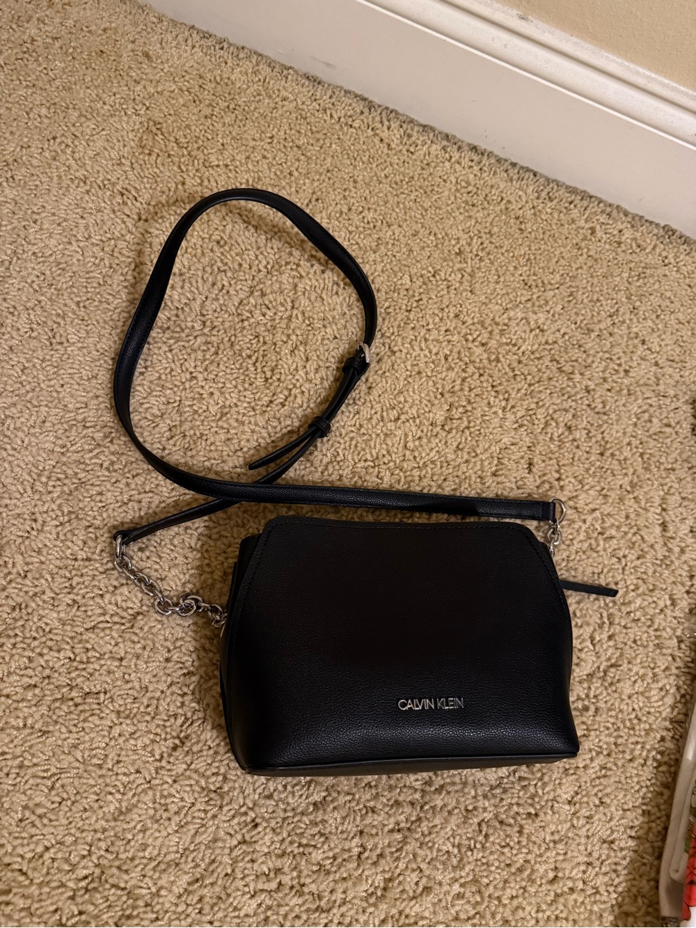 Calvin Klein Black Pebble Leather Crossbody Bag